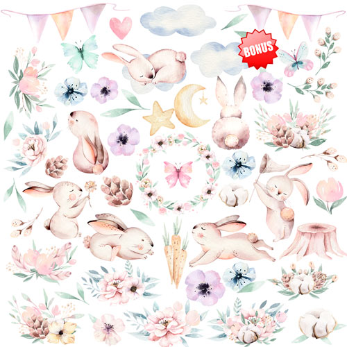 Double-sided scrapbooking paper set Sweet bunny 12"x12", 10 sheets - foto 12