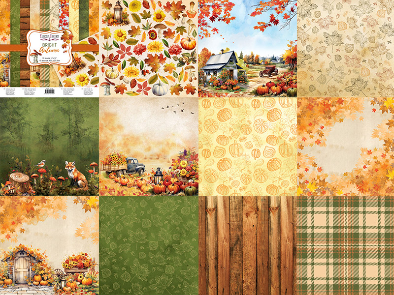 Колекція паперу для скрапбукінгу Bright Autumn  30.5 х 30.5 см, 10 аркушів - фото 0