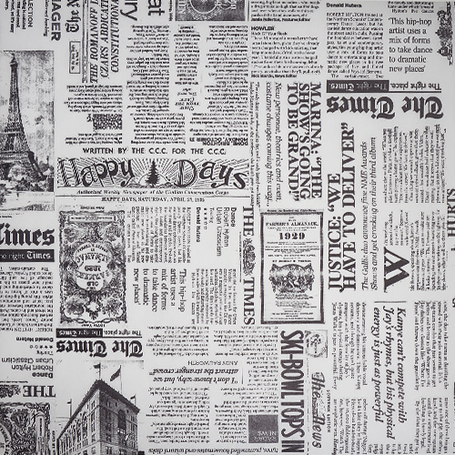 Arkusz kraft papieru z wzorem "Biała gazeta" - Fabrika Decoru