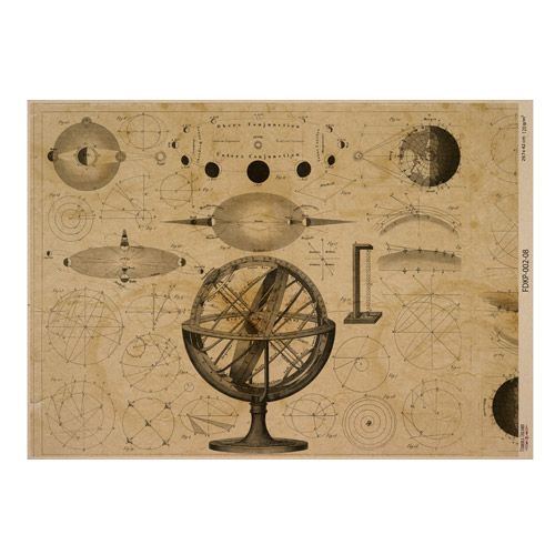 Arkusz kraft papieru z wzorem Mechanics and steampunk #08, 42x29,7 cm - Fabrika Decoru