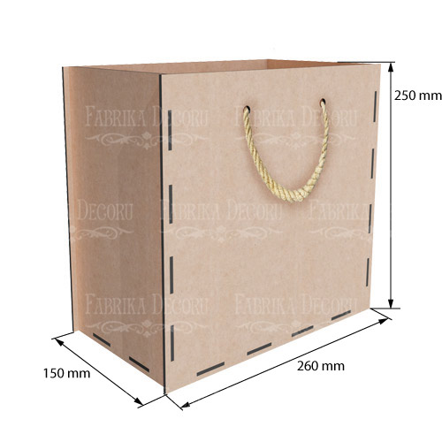 Bag shaped gift box with rope handles for presents, flowers, sweets, 260х250х150 mm, DIY kit #295 - foto 2