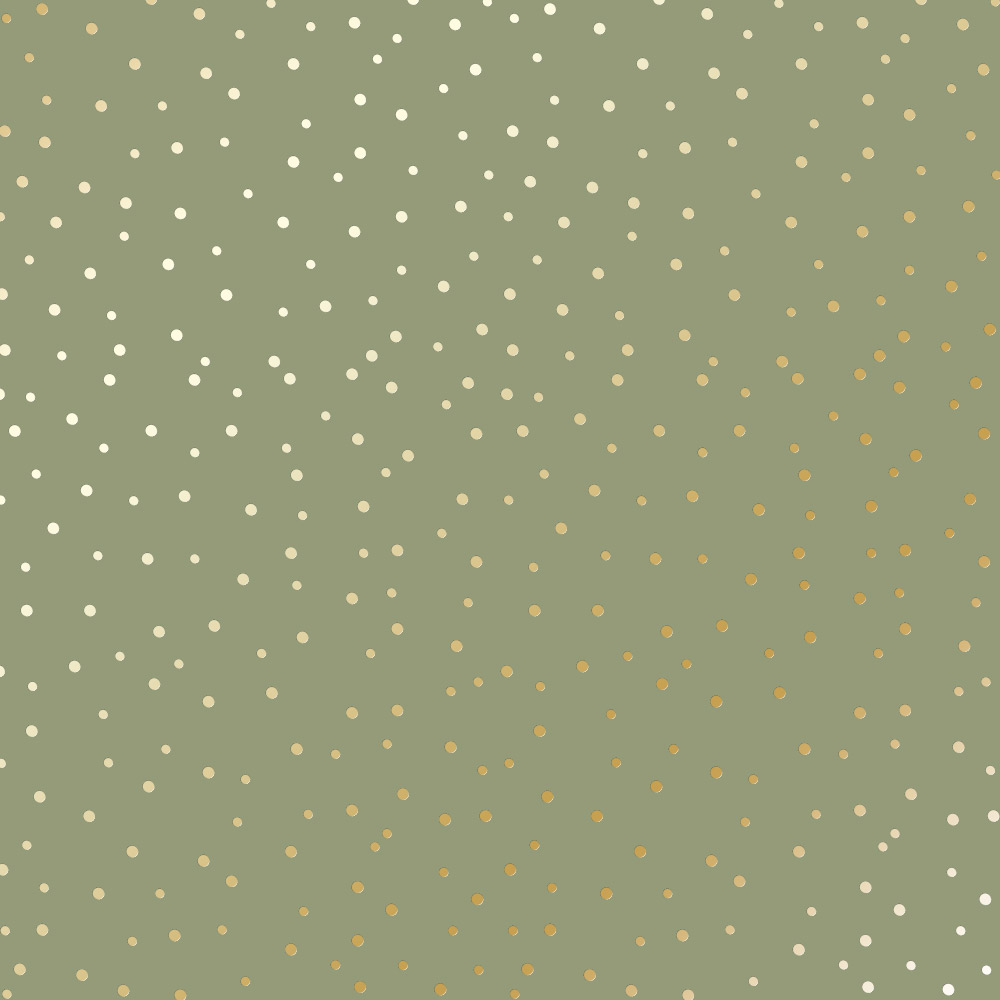 Blatt aus einseitigem Papier mit Goldfolienprägung, Muster Golden Drops Olive, 12"x12" - Fabrika Decoru