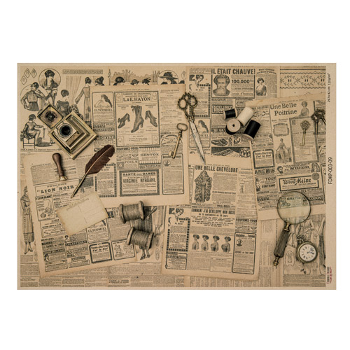 Arkusz kraft papieru z wzorem Vintage women's world #09, 42x29,7 cm - Fabrika Decoru