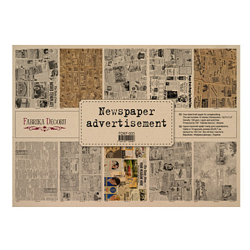 Einseitiges Kraftpapier Satz für Scrapbooking Newspaper advertisement 42x29,7 cm, 10 Blatt 