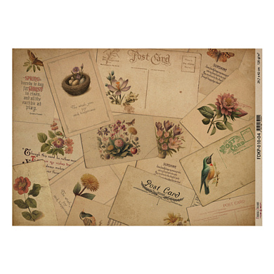 лист крафт бумаги с рисунком "botany spring", #4, 42x29,7 см
