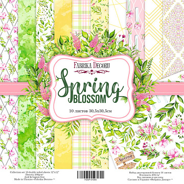 Double-sided scrapbooking paper set Spring blossom 12"x12" 10 sheets