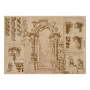 Arkusz kraft papieru z wzorem History and architecture #08, 42x29,7 cm
