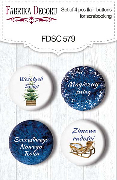 Set of 4pcs flair buttons for scrabooking Country winter PL #579
