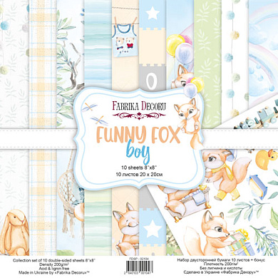 набор бумаги для скрапбукинга funny fox boy 20x20 см, 10 листов