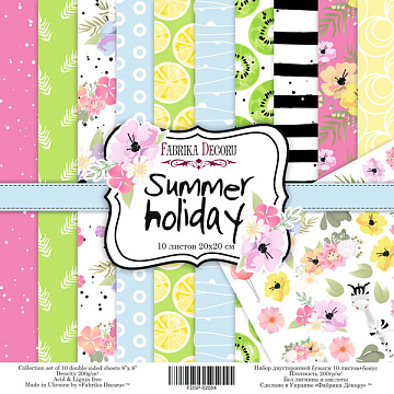 Double-sided scrapbooking paper set Summer holiday 8"x8" 10 sheets
