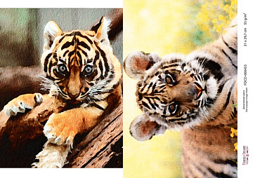 Decoupage-Karte Tiger, Aquarell #0455 21x30cm
