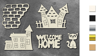 Chipboard embellishments set, Welcome home #819