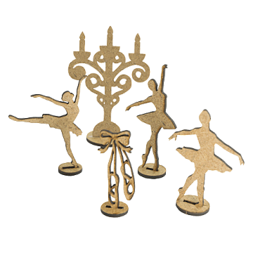 3D-Figuren für Puppenstuben und Schattenkästen Dekoration Kerzenhalter, Spitzenschuhe, 3 Ballerinas, Set Nr. 65