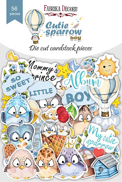 Set of die cuts  Cutie sparrow boy, 56 pcs