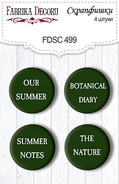Zestaw 4 ozdobnych buttonów Summer botanical diary EN #499