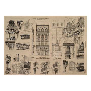 Arkusz kraft papieru z wzorem History and architecture #07, 42x29,7 cm