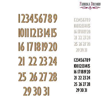 Arabic Numerals Modern, Set of MDF ornaments for decoration #176