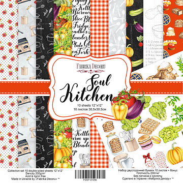 Double-sided scrapbooking paper set Soul Kitchen 12"x12" 10 sheets