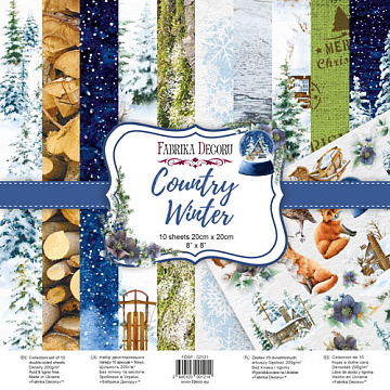 Double-sided scrapbooking paper set Country winter 8"x8", 10 sheets