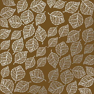 Sheet of single-sided paper embossed with silver foil, pattern Silver Delicate Leaves, color Milk chocolate 12"x12" 
