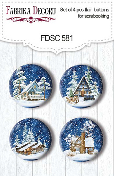 Set of 4pcs flair buttons for scrabooking Country winter #581