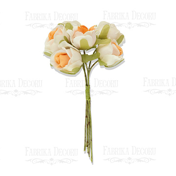 Zestaw małych kwiatów "Bukiet róż", Biały i pomarańczowy, 6 sztuk