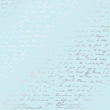 Einseitig bedrucktes Blatt Papier mit Silberfolie, Muster Silberner Text Blau 12"x12"