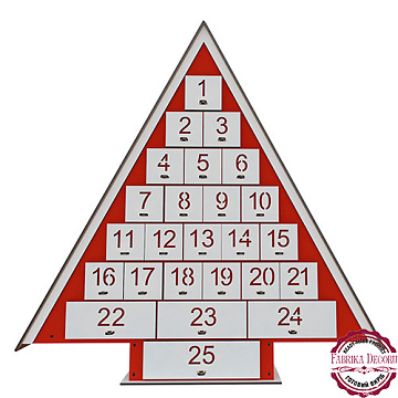 Kalendarz adwentowy na 25 dni, czerwono-biały, złożony