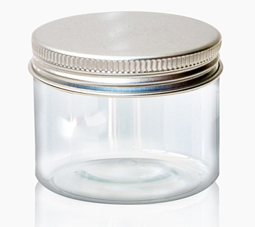 Plastikgefäß 50 ml, transparent, mit Zinndeckel