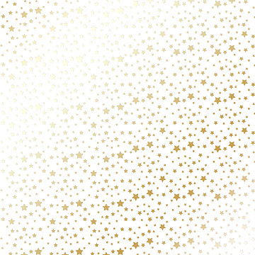Blatt einseitig bedrucktes Papier mit Goldfolienprägung, Muster Goldene Sterne Weiß, 12"x12"