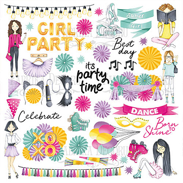 Sheet of images for cutting. Collection "Party girl"