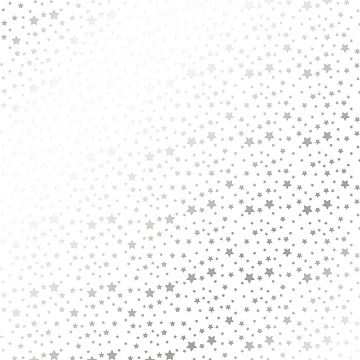 Sheet of single-sided paper embossed with silver foil, pattern Silver stars White 12"x12"